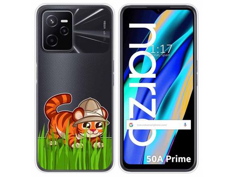 Funda para Realme Narzo 50A Prime TUMUNDOSMARTPHONE Dibujos Transparente Tigre Multicolor