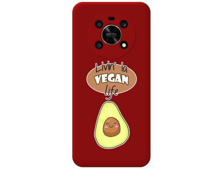 Funda para Huawei Honor Magic 4 Lite TUMUNDOSMARTPHONE Silicona Líquida Dibujos Vegan Life Rojo