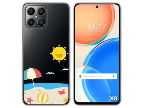 Funda para Huawei Honor X8 TUMUNDOSMARTPHONE Dibujos Transparente Playa Multicolor