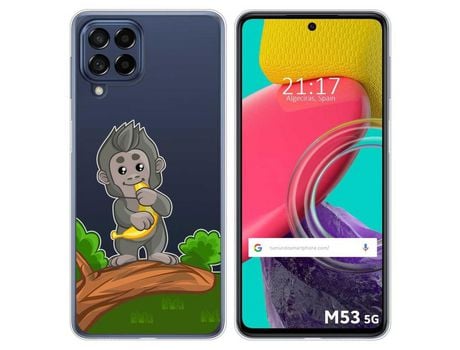 Funda para Samsung Galaxy M53 5G TUMUNDOSMARTPHONE Dibujos Transparente Mono Multicolor