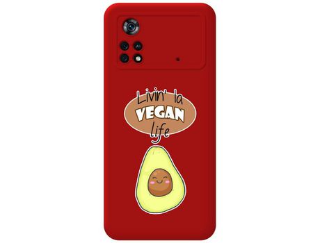 Funda para Xiaomi POCO X4 Pro 5G TUMUNDOSMARTPHONE Silicona Líquida Dibujos Vegan Life Rojo