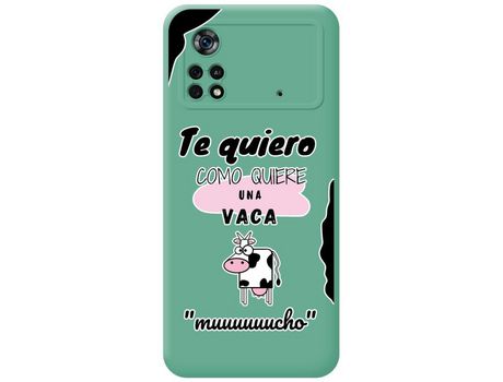Funda para Xiaomi POCO X4 Pro 5G TUMUNDOSMARTPHONE Silicona Líquida Dibujos Vaca Verde