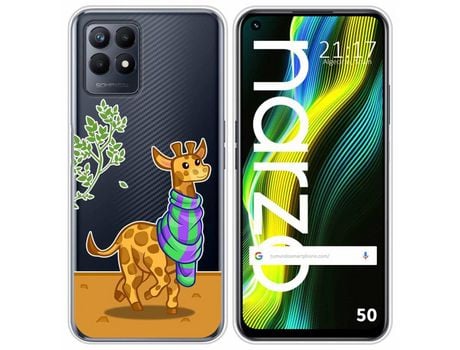 Funda para Realme Narzo 50 TUMUNDOSMARTPHONE Dibujos Transparente Jirafa Multicolor
