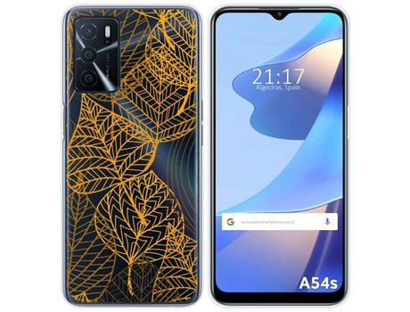 Funda para Oppo A54s TUMUNDOSMARTPHONE Dibujos Transparente Hojas Multicolor