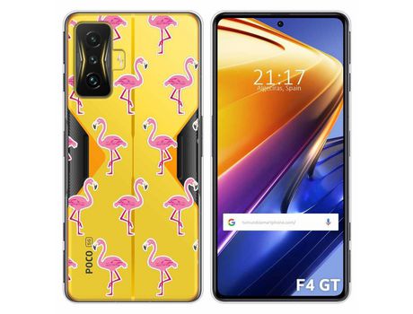 Funda para Xiaomi Poco F4 GT 5G TUMUNDOSMARTPHONE Dibujos Transparente Flamenco Multicolor