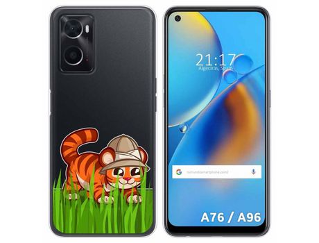 Funda para Oppo A76 / A96 TUMUNDOSMARTPHONE Dibujos Transparente Tigre Multicolor