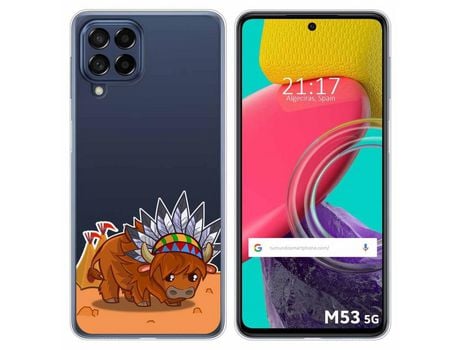 Funda para Samsung Galaxy M53 5G TUMUNDOSMARTPHONE Dibujos Transparente Bufalo Multicolor