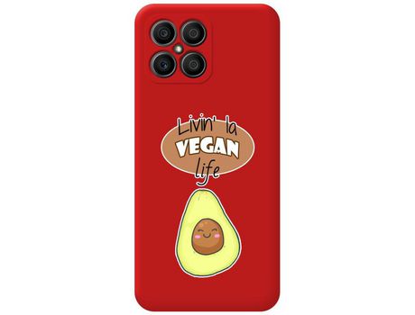 Funda para Huawei Honor X8 TUMUNDOSMARTPHONE Silicona Líquida Dibujos Vegan Life Rojo