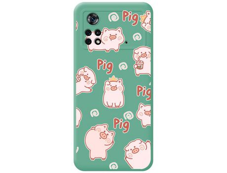 Funda para Xiaomi POCO X4 Pro 5G TUMUNDOSMARTPHONE Silicona Líquida Dibujos Cerdos Verde
