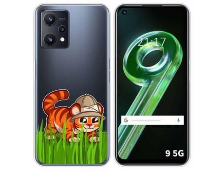 Funda para Realme 9 5G TUMUNDOSMARTPHONE Dibujos Transparente Tigre Multicolor