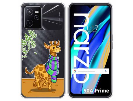 Funda para Realme Narzo 50A Prime TUMUNDOSMARTPHONE Dibujos Transparente Jirafa Multicolor