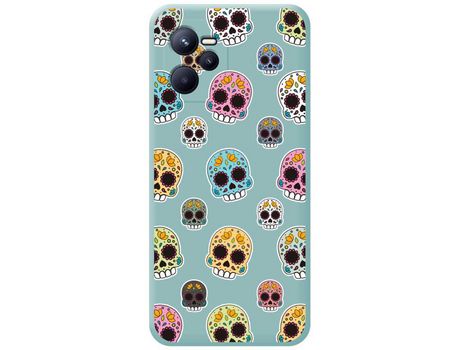 Funda para Realme Narzo 50A Prime TUMUNDOSMARTPHONE Silicona Líquida Dibujos Catrina Azul