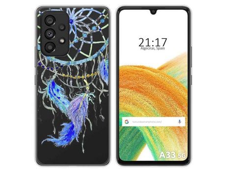 Funda para Samsung Galaxy A33 5G TUMUNDOSMARTPHONE Dibujos Transparente Plumas Multicolor
