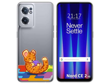 Funda para Oneplus Nord CE 2 5G TUMUNDOSMARTPHONE Dibujos Transparente Leopardo Multicolor