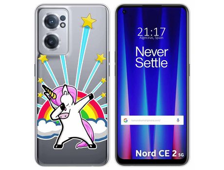 Funda para Oneplus Nord CE 2 5G TUMUNDOSMARTPHONE Dibujos Transparente Unicornio Multicolor