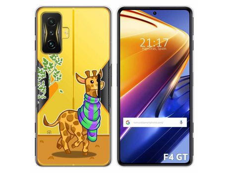 Funda para Xiaomi Poco F4 GT 5G TUMUNDOSMARTPHONE Dibujos Transparente Jirafa Multicolor