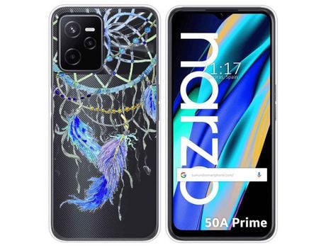 Funda para Realme Narzo 50A Prime TUMUNDOSMARTPHONE Dibujos Transparente Plumas Multicolor