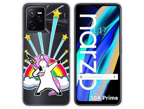 Funda para Realme Narzo 50A Prime TUMUNDOSMARTPHONE Dibujos Transparente Unicornio Multicolor