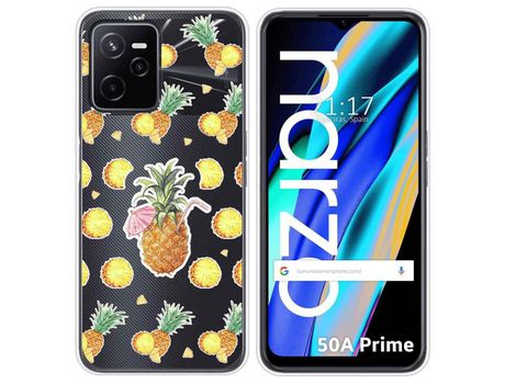 Funda para Realme Narzo 50A Prime TUMUNDOSMARTPHONE Dibujos Transparente Piña Multicolor