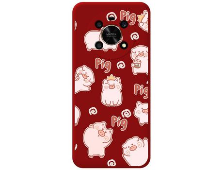 Funda para Huawei Honor Magic 4 Lite TUMUNDOSMARTPHONE Silicona Líquida Dibujos Cerdos Rojo