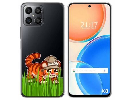 Funda para Huawei Honor X8 TUMUNDOSMARTPHONE Dibujos Transparente Tigre Multicolor