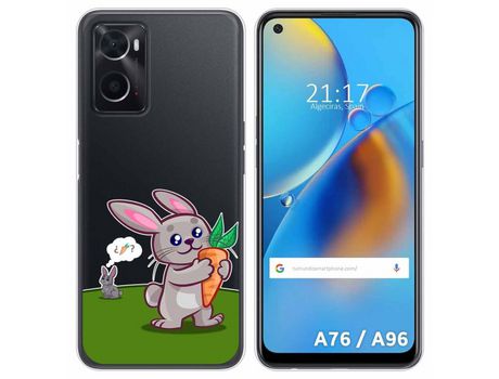 Funda para Oppo A76 / A96 TUMUNDOSMARTPHONE Dibujos Transparente Conejo Multicolor