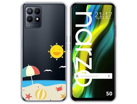 Funda para Realme Narzo 50 TUMUNDOSMARTPHONE Dibujos Transparente Playa Multicolor