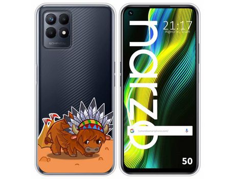 Funda para Realme Narzo 50 TUMUNDOSMARTPHONE Dibujos Transparente Bufalo Multicolor
