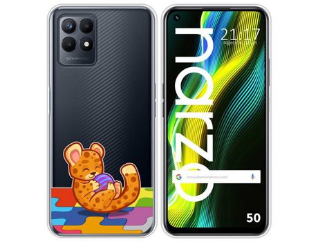 Funda para Realme Narzo 50 TUMUNDOSMARTPHONE Dibujos Transparente Leopardo Multicolor