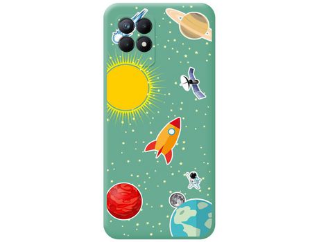 Funda para Realme Narzo 50 TUMUNDOSMARTPHONE Silicona Líquida Dibujos Espacio Verde