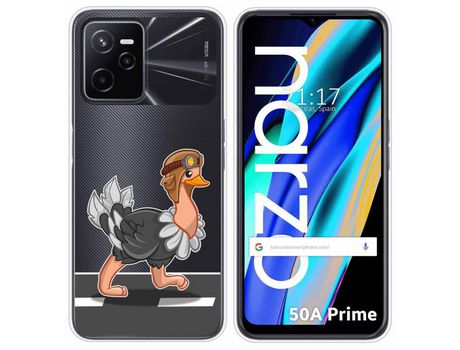 Funda para Realme Narzo 50A Prime TUMUNDOSMARTPHONE Dibujos Transparente Avestruz Multicolor