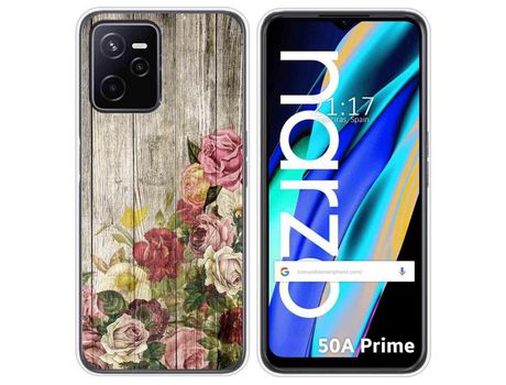 Funda para Realme Narzo 50A Prime TUMUNDOSMARTPHONE Dibujos Madera 08 Multicolor