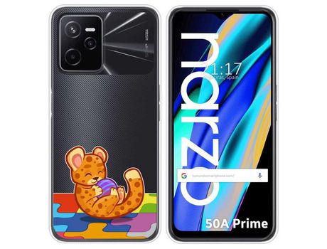 Funda para Realme Narzo 50A Prime TUMUNDOSMARTPHONE Dibujos Transparente Leopardo Multicolor