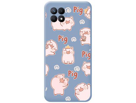 Funda para Realme Narzo 50 TUMUNDOSMARTPHONE Silicona Líquida Dibujos Cerdos Azul