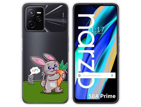Funda para Realme Narzo 50A Prime TUMUNDOSMARTPHONE Dibujos Transparente Conejo Multicolor