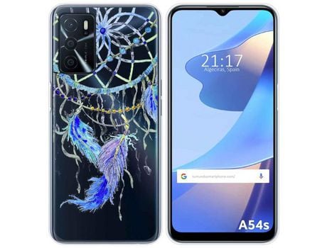 Funda para Oppo A54s TUMUNDOSMARTPHONE Dibujos Transparente Plumas Multicolor