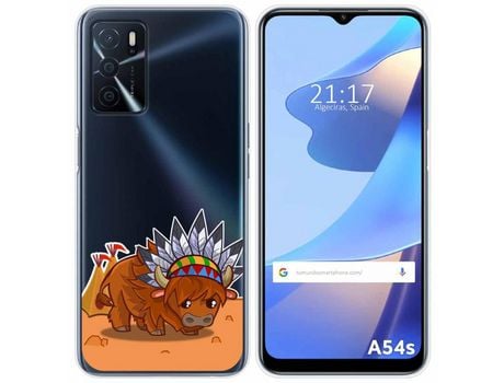 Funda para Oppo A54s TUMUNDOSMARTPHONE Dibujos Transparente Bufalo Multicolor
