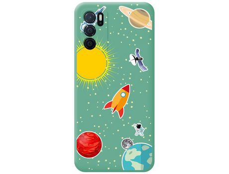 Funda para Oppo A54s TUMUNDOSMARTPHONE Silicona Líquida Dibujos Espacio Verde