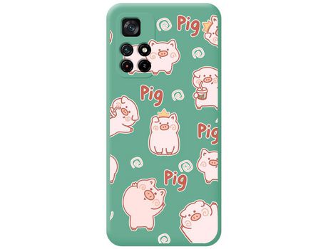 Funda para Xiaomi Redmi Note 11s 5G TUMUNDOSMARTPHONE Silicona Líquida Dibujos Cerdos Verde