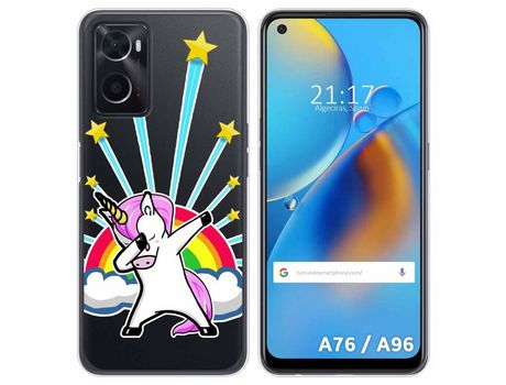 Funda para Oppo A76 / A96 TUMUNDOSMARTPHONE Dibujos Transparente Unicornio Multicolor