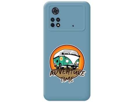 Funda para Xiaomi POCO M4 Pro 4G TUMUNDOSMARTPHONE Silicona Líquida Dibujos Adventure Time Azul