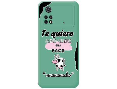 Funda para Xiaomi POCO M4 Pro 4G TUMUNDOSMARTPHONE Silicona Líquida Dibujos Vaca Verde