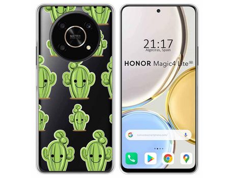 Funda para Huawei Honor Magic 4 Lite TUMUNDOSMARTPHONE Dibujos Transparente Cactus Multicolor