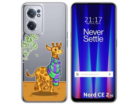 Funda para Oneplus Nord CE 2 5G TUMUNDOSMARTPHONE Dibujos Transparente Jirafa Multicolor