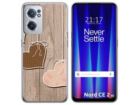 Funda para Oneplus Nord CE 2 5G TUMUNDOSMARTPHONE Dibujos Corazones Madera Multicolor