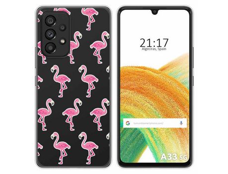Funda para Samsung Galaxy A33 5G TUMUNDOSMARTPHONE Dibujos Transparente Flamenco Multicolor