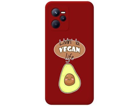 Funda para Realme Narzo 50A Prime TUMUNDOSMARTPHONE Silicona Líquida Dibujos Vegan Life Rojo