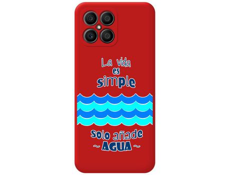 Funda para Huawei Honor X8 TUMUNDOSMARTPHONE Silicona Líquida Dibujos Agua Rojo