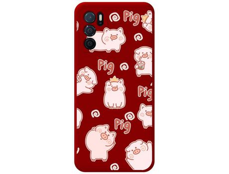 Funda para Oppo A54s TUMUNDOSMARTPHONE Silicona Líquida Dibujos Cerdos Rojo