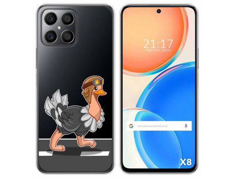 Funda para Huawei Honor X8 TUMUNDOSMARTPHONE Dibujos Transparente Avestruz Multicolor